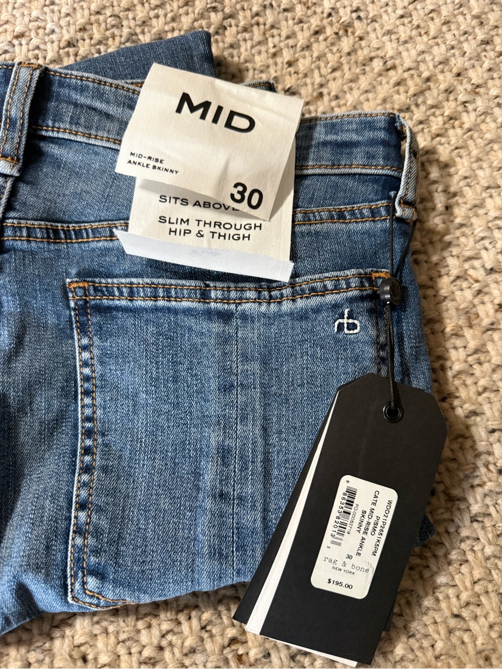 rag & bone Mid-Rise Ankle Skinny Jeans - Indigo Blue